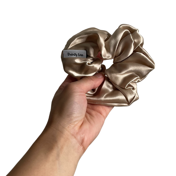 Champagne Gold Silk Hair Scrunchie Bundle