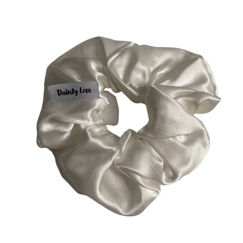 Marshmallow White Silk Hair Scrunchie