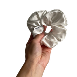 Marshmallow White Silk Hair Scrunchie